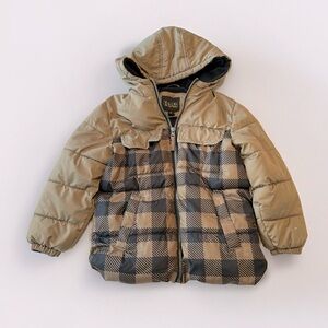iXtreme Toddler Fleece Lined Hooded Puffer Ski Winter Coat Size 4T Tan Black